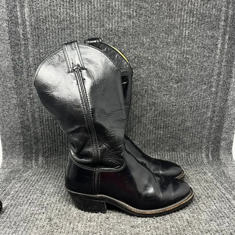 Justin Melo-Veal‎ Black Leather Western Boots Cowgirl Womens Size 7 B Vibram